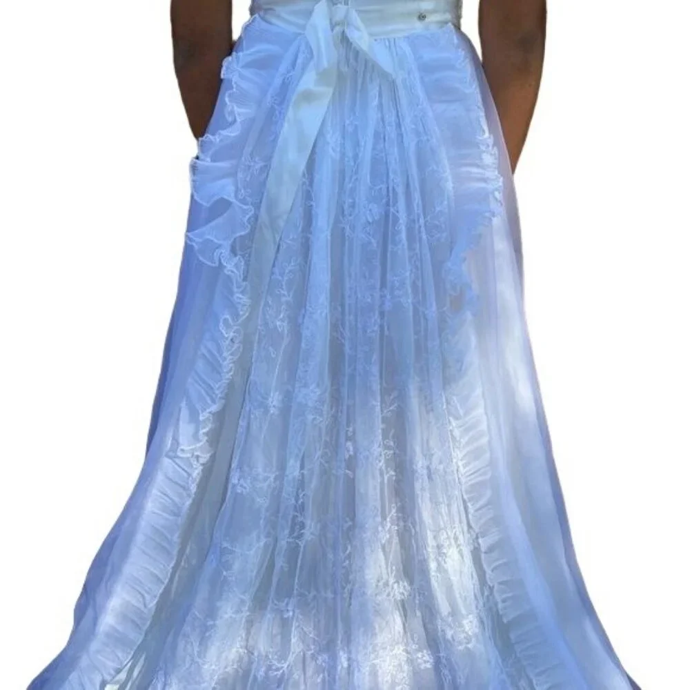 Vintage Handmade White Lace Wedding Dress 1985 Ruffles Cottage Core 4/6 - Picture 16 of 16